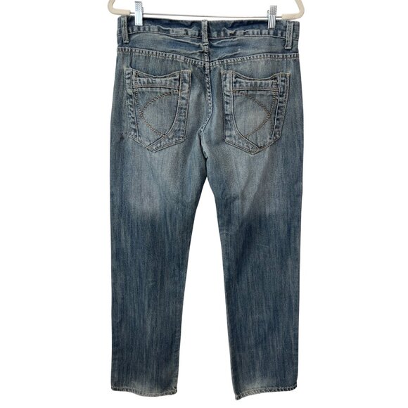 Hybrid Jeans Size 34 Distressed Straight Leg Blue Light Wash Cotton Retro - Picture 2 of 10
